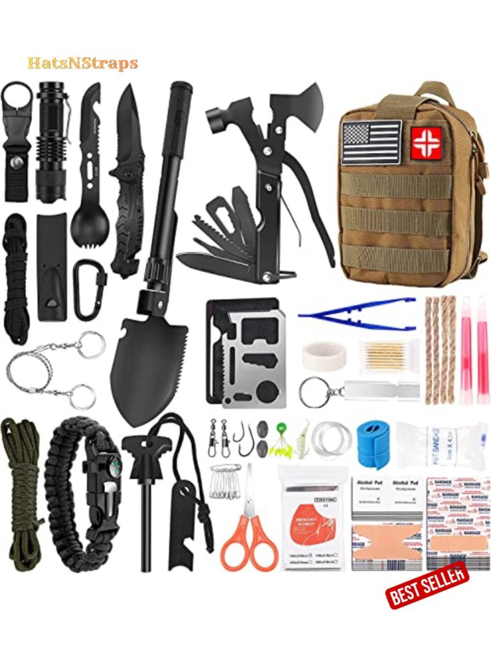 LUXMOM 142pc Emergency Survival First Aid Kit Molle Pouch Camping Hiking Gift